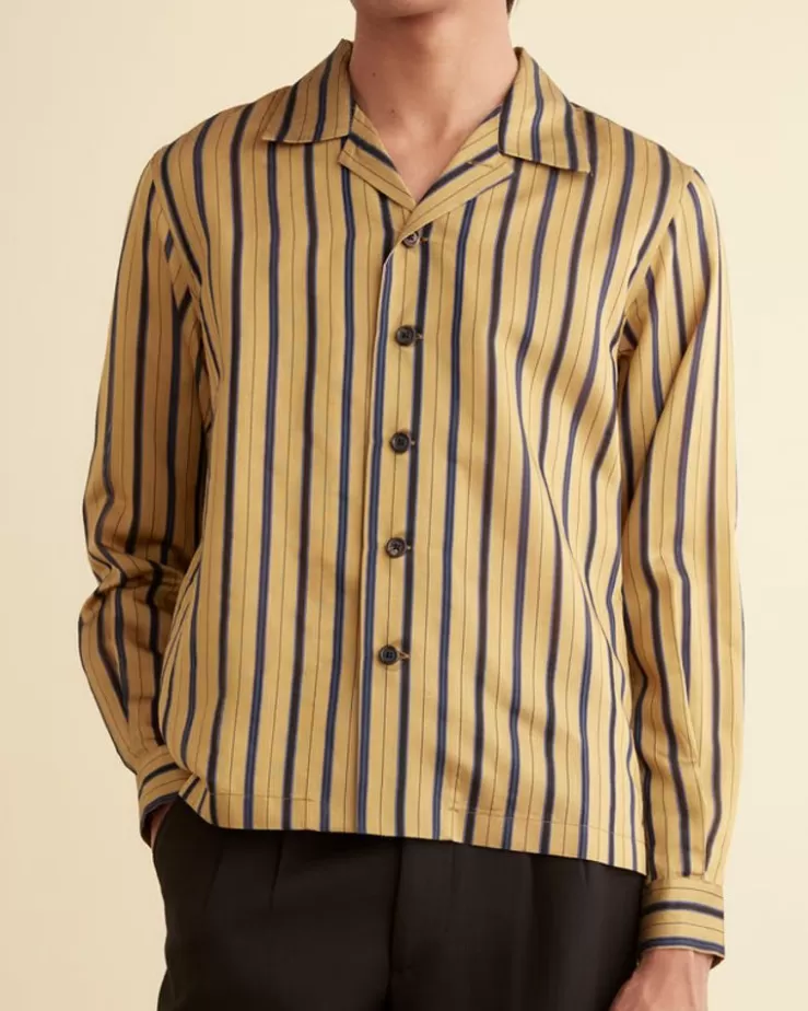 Best Sale BODE Alumni Stripe Long Sleeve Shirt Yellow