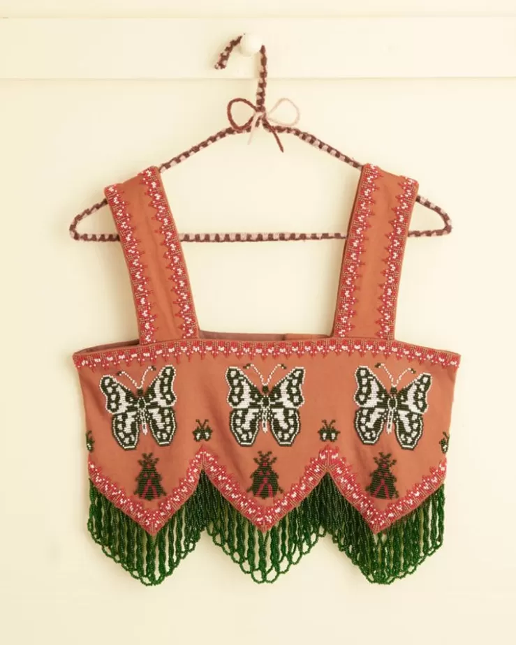 Store BODE Athalia Fringe Top Brown/Multi