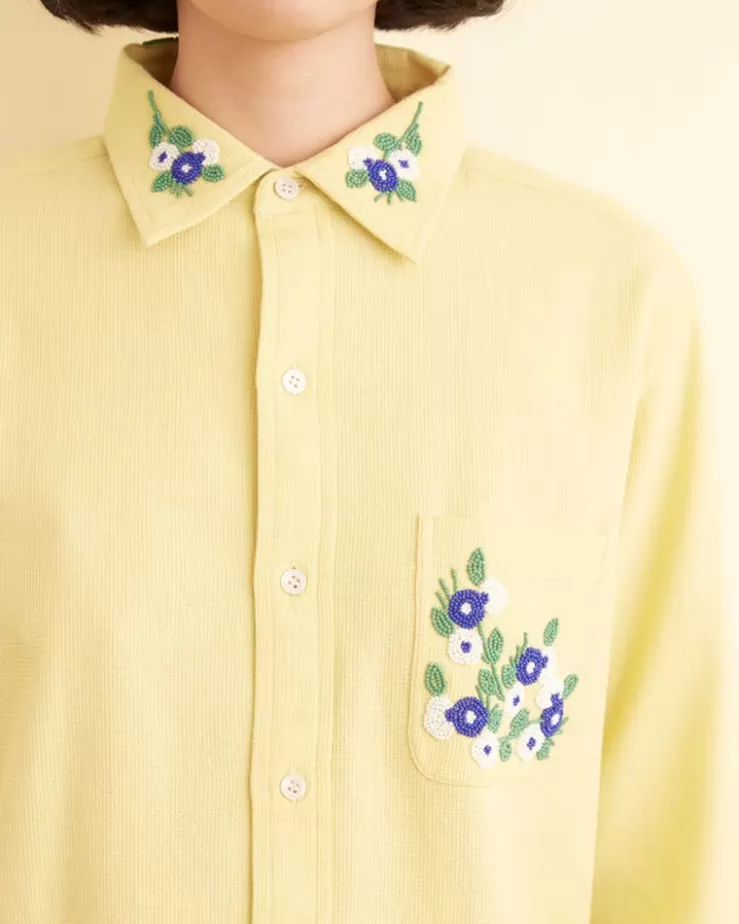 Hot BODE Beaded Chicory Long Sleeve Shirt Yellow