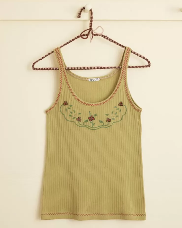 Best Sale BODE Beaded Dahlia Tank Green