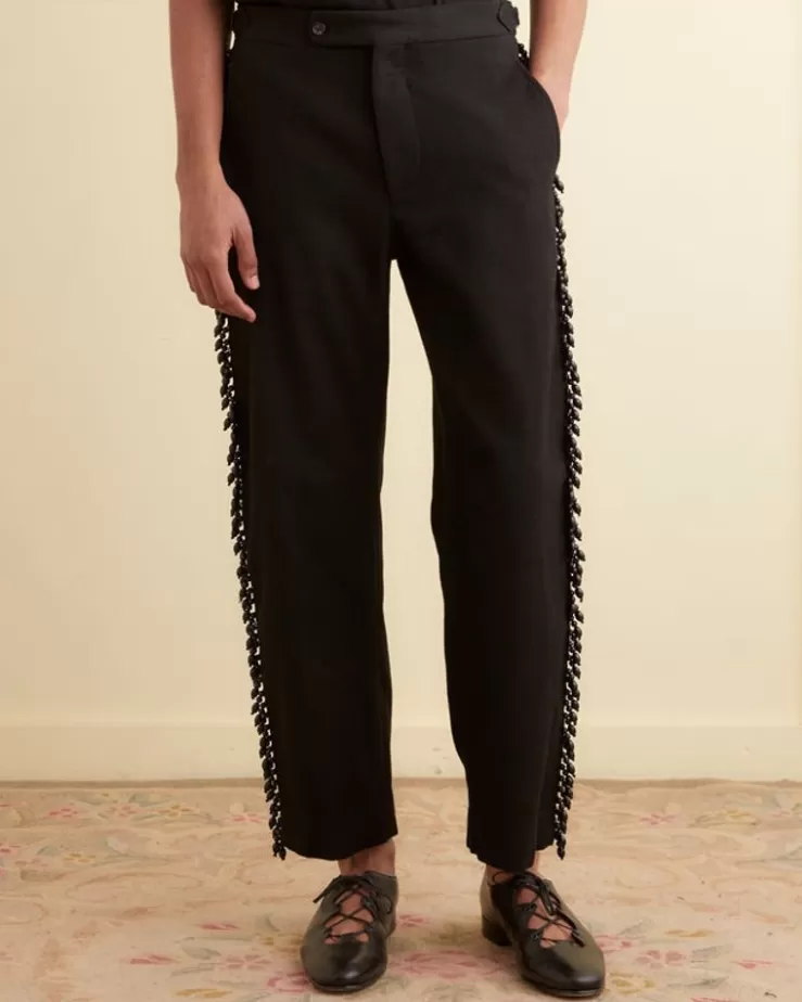 New BODE Beaded Fringe Trousers Black