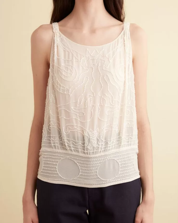 Outlet BODE Beaded Myrtle Shirt Cream