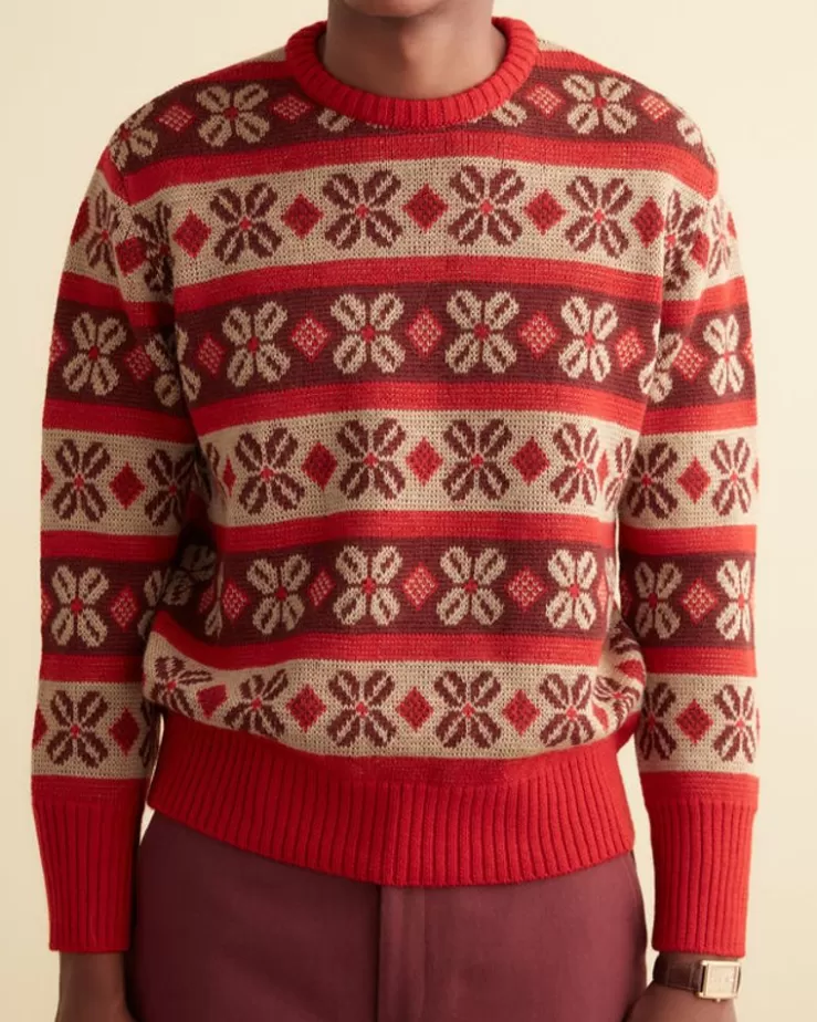 New BODE Begonia Stripe Sweater Red