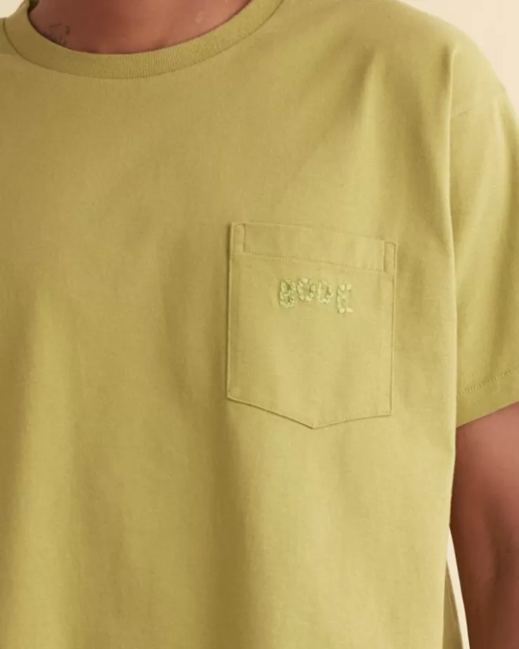 New BODE Embroidered Pocket Tee Green