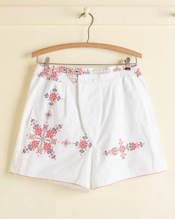 Shop BODE Coral Peony Boxer Shorts - S White