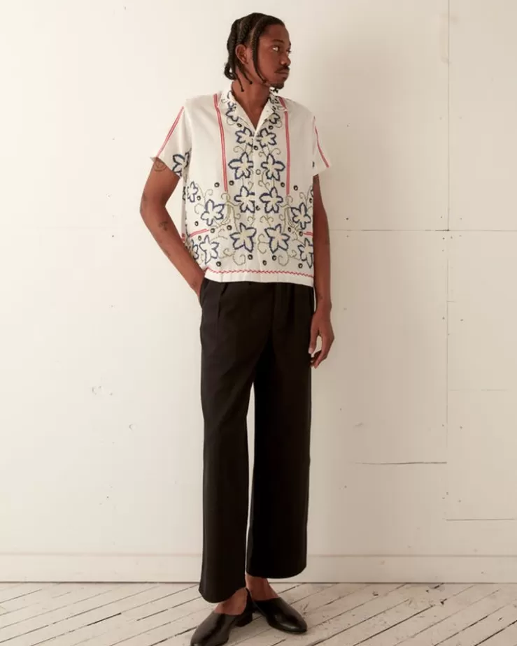 Store BODE Cornflower Cross Stitch Short Sleeve Shirt