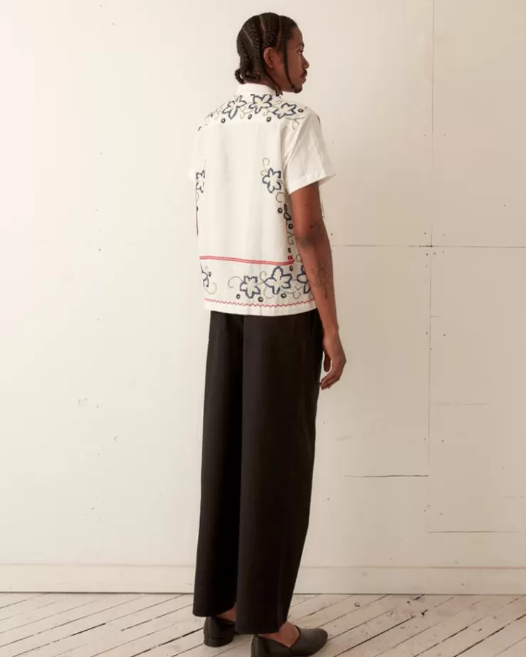 Store BODE Cornflower Cross Stitch Short Sleeve Shirt