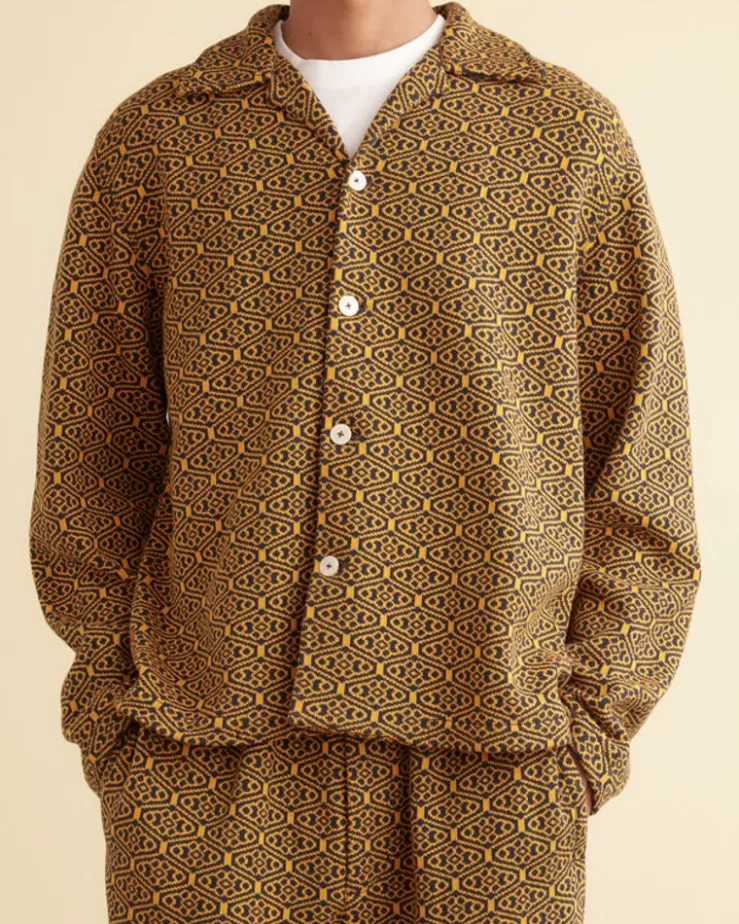 Discount BODE Crescent Jacquard Louie Shirt Gold