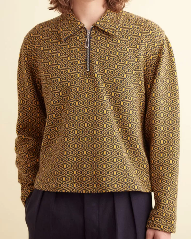 Online BODE Crescent Jacquard Quarter-Zip Gold