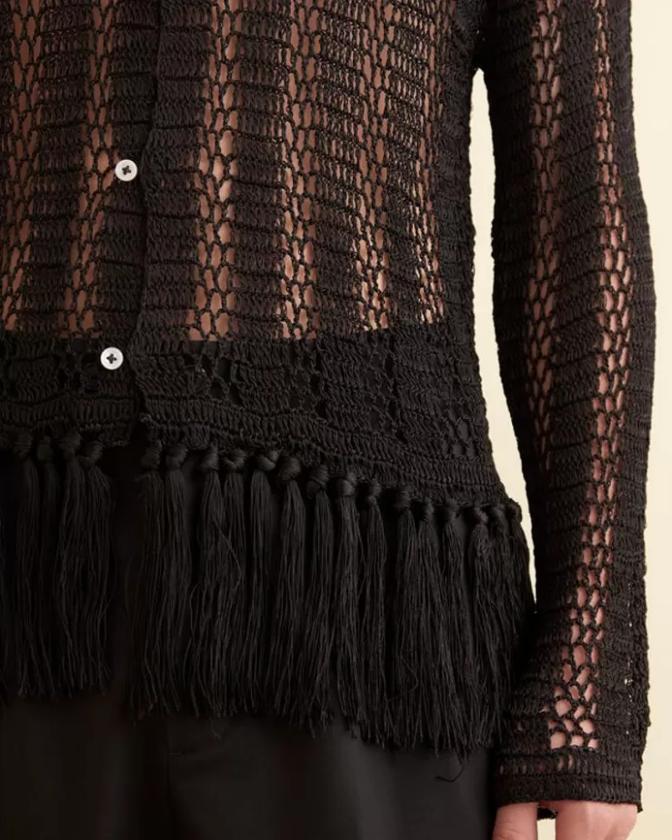 Store BODE Crochet Fringe Shirt Black