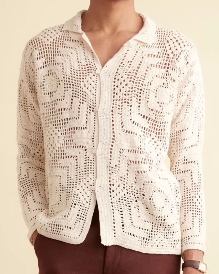 Best Sale BODE Crochet Shirt Cream