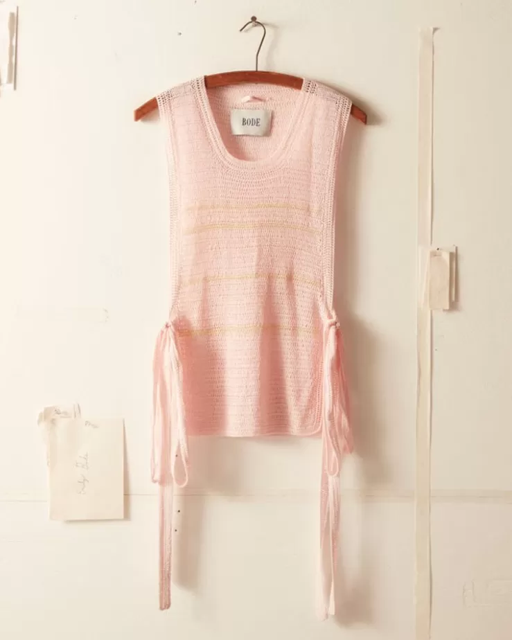 Online BODE Delicate Stripe Crochet Dickie Pink