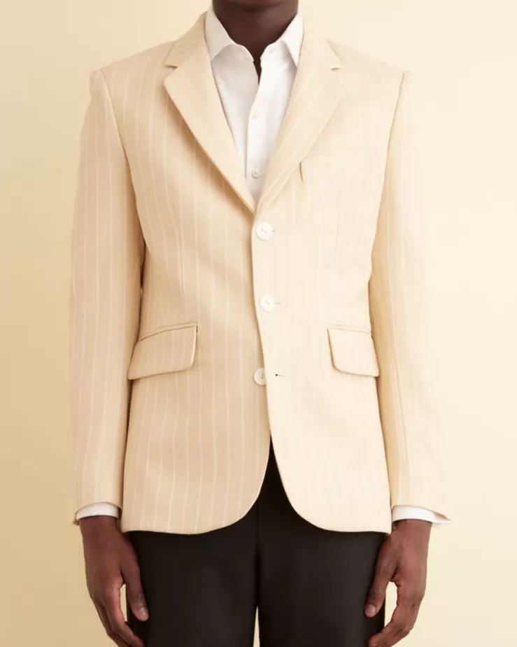 Fashion BODE Dennis Stripe Suit Jacket White