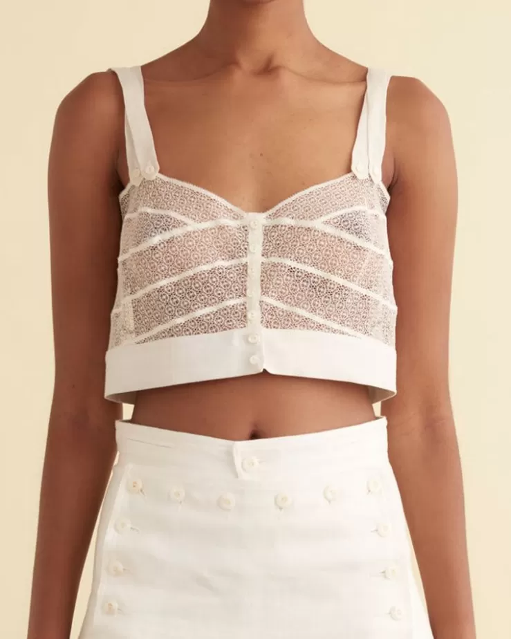 Clearance BODE Duet Lace Tank White