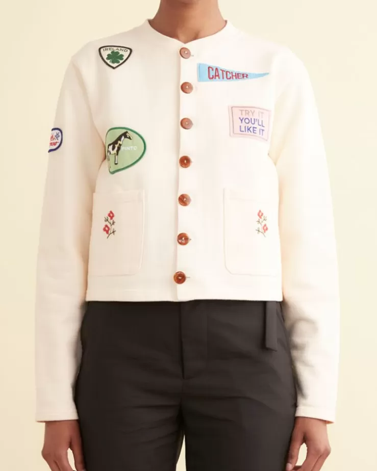 New BODE Emblem Patch Cardigan Ecru