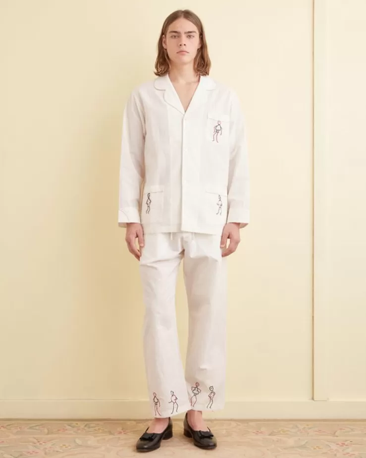 Store BODE Embroidered Blackjack Pajama Shirt White