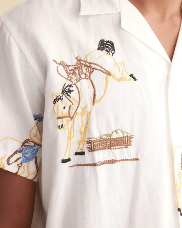 Best Sale BODE Embroidered Buckaroo Short Sleeve Shirt