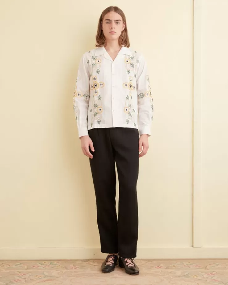 Online BODE Embroidered Buttercup Long Sleeve Shirt White