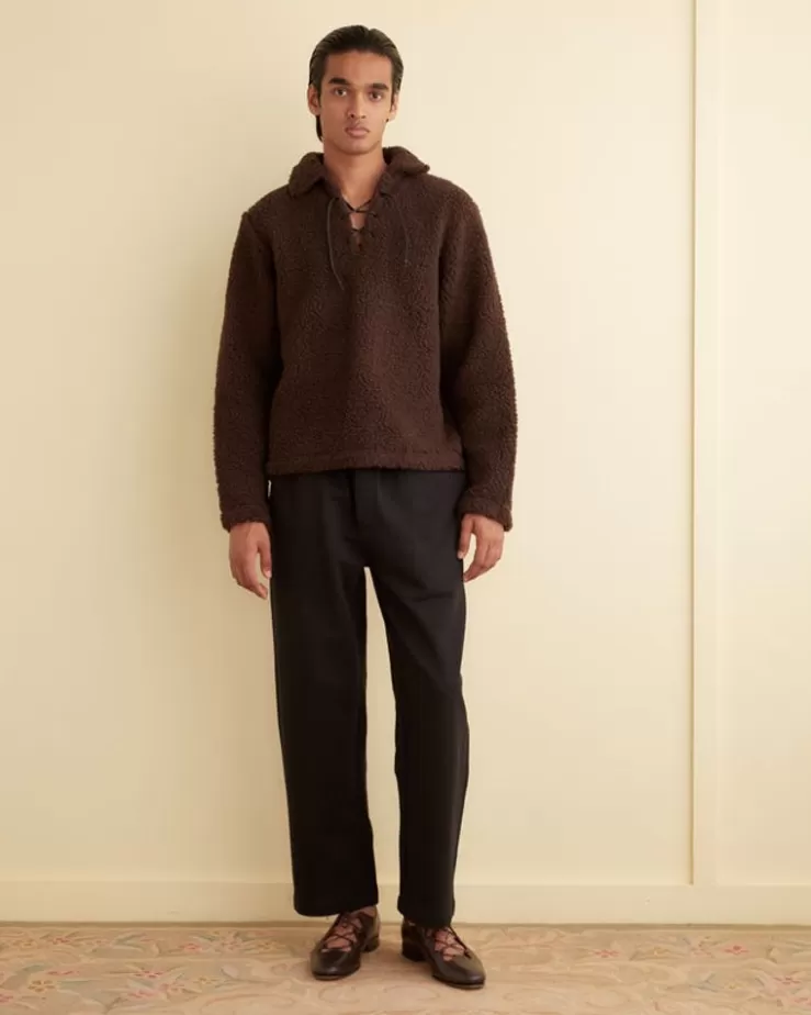 Best Sale BODE Fleece Tie-Up Pullover - Dark Brown