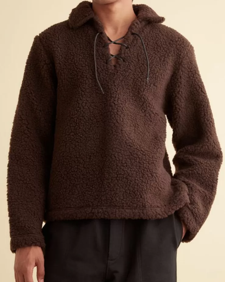 Best Sale BODE Fleece Tie-Up Pullover - Dark Brown