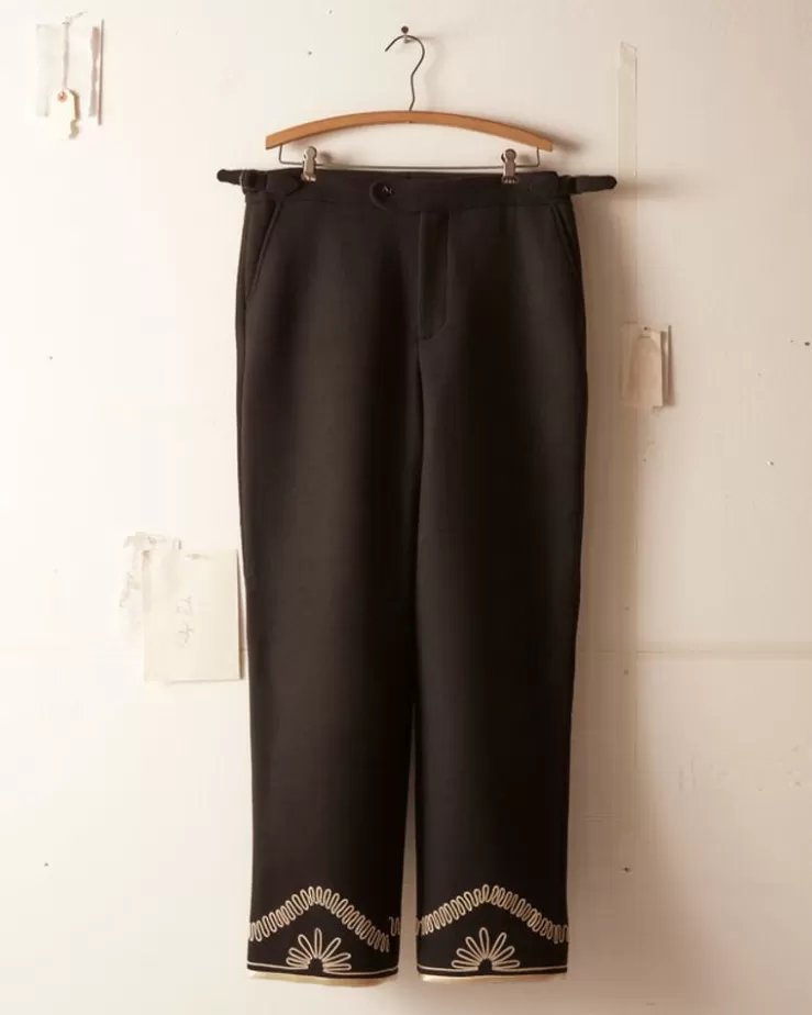 Clearance BODE Floral Cording Trousers - Black And Cream