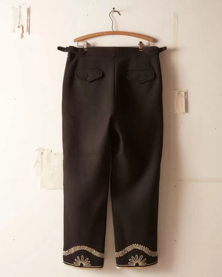 Clearance BODE Floral Cording Trousers - Black And Cream
