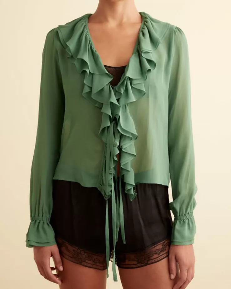 Hot BODE Flounce Blouse Green