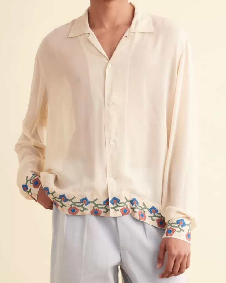 Discount BODE Flowering Liana Long Sleeve Shirt Cream/Multi