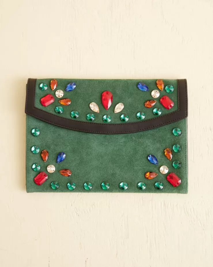 Fashion BODE Gem Venue Clutch - Green/Black