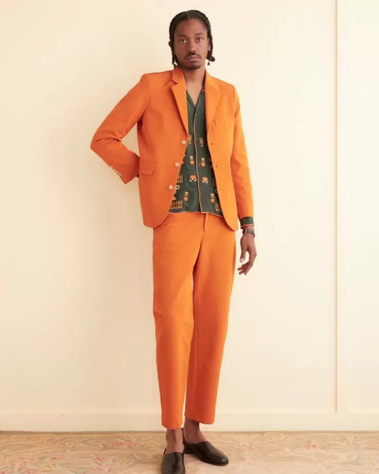 Best Sale BODE Ginger Faille Single-Breasted Suit Jacket Orange