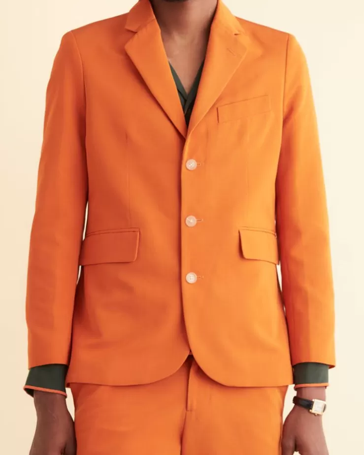 Best Sale BODE Ginger Faille Single-Breasted Suit Jacket Orange