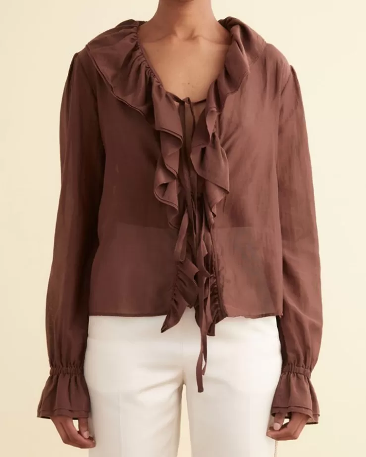 Cheap BODE Heartwood Flounce Blouse Brown