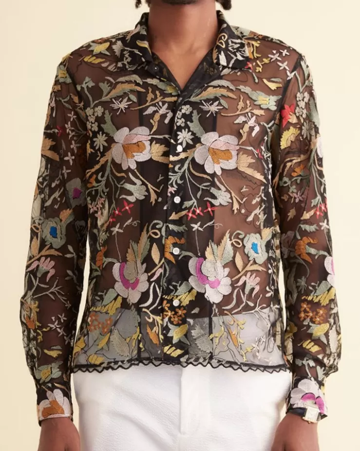 Shop BODE Heirloom Floral Long Sleeve Shirt Multi