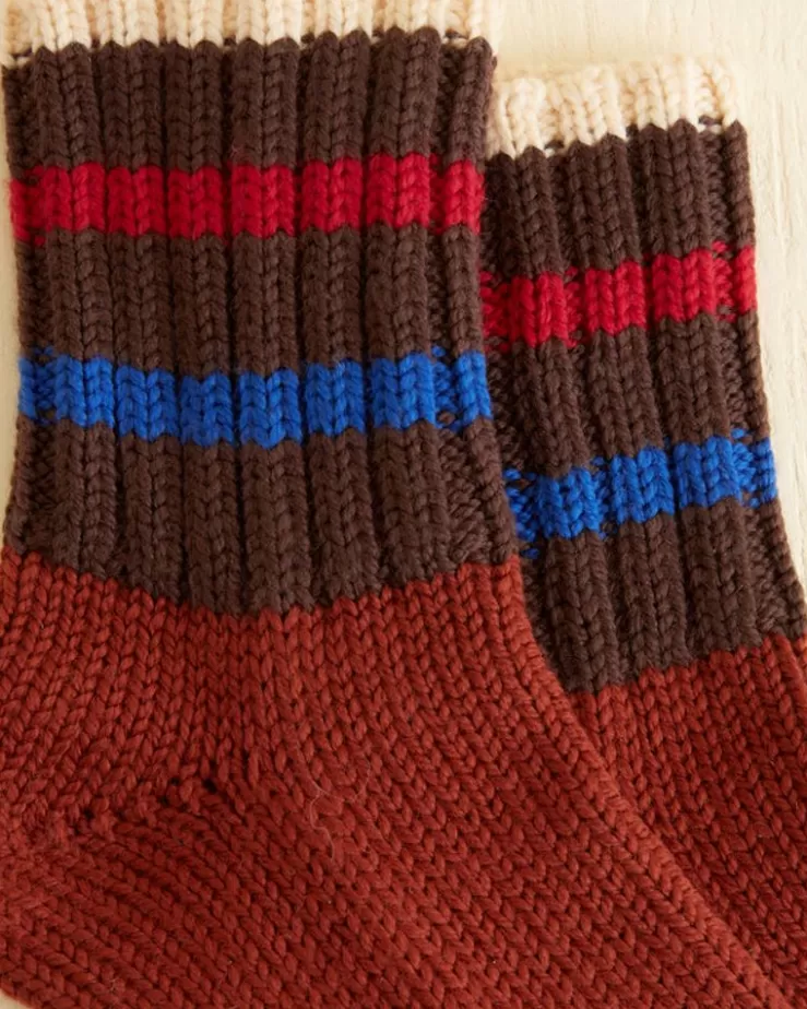 Best Sale BODE Herrington Stripe Socks Brown