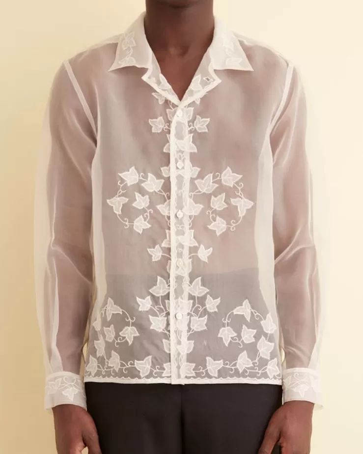 Flash Sale BODE Ivy Applique Long Sleeve Shirt White