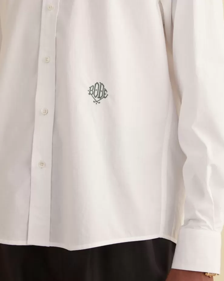 Discount BODE Monogrammed Poplin Shirt White