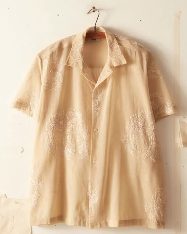 Sale BODE Moth Veil Short Sleeve Shirt Ivory