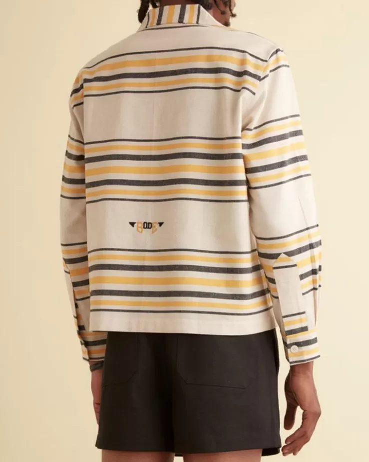 New BODE Namesake Stripe Long Sleeve Shirt Ecru/Multi