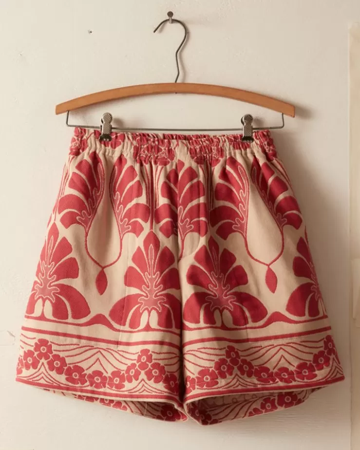 Cheap BODE Nouveau Monstera Shorts Red