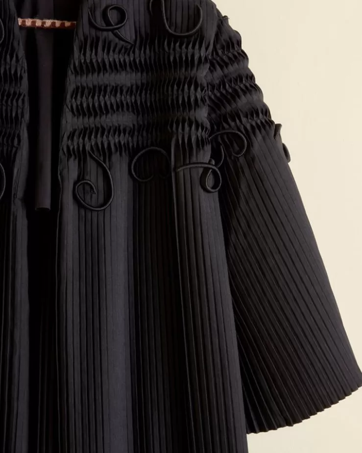 Clearance BODE Pleated Opera Coat Black