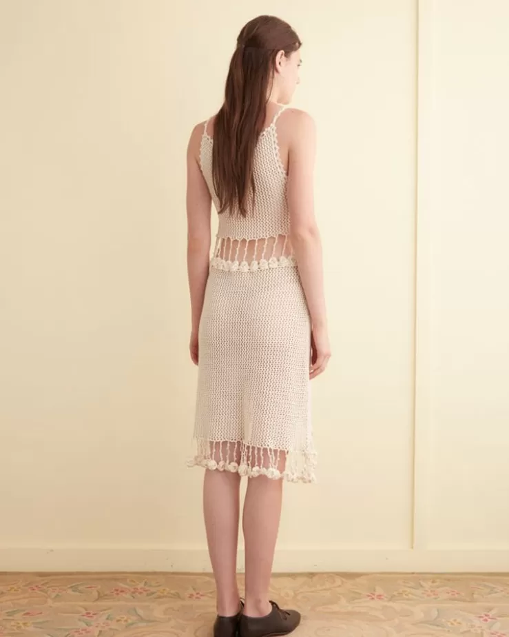 Best Sale BODE Posy Crochet Dress Cream