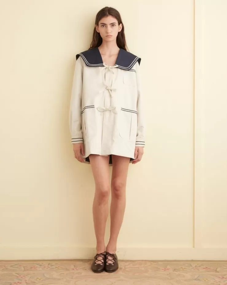 Outlet BODE Sailor Coat - Cream/Navy