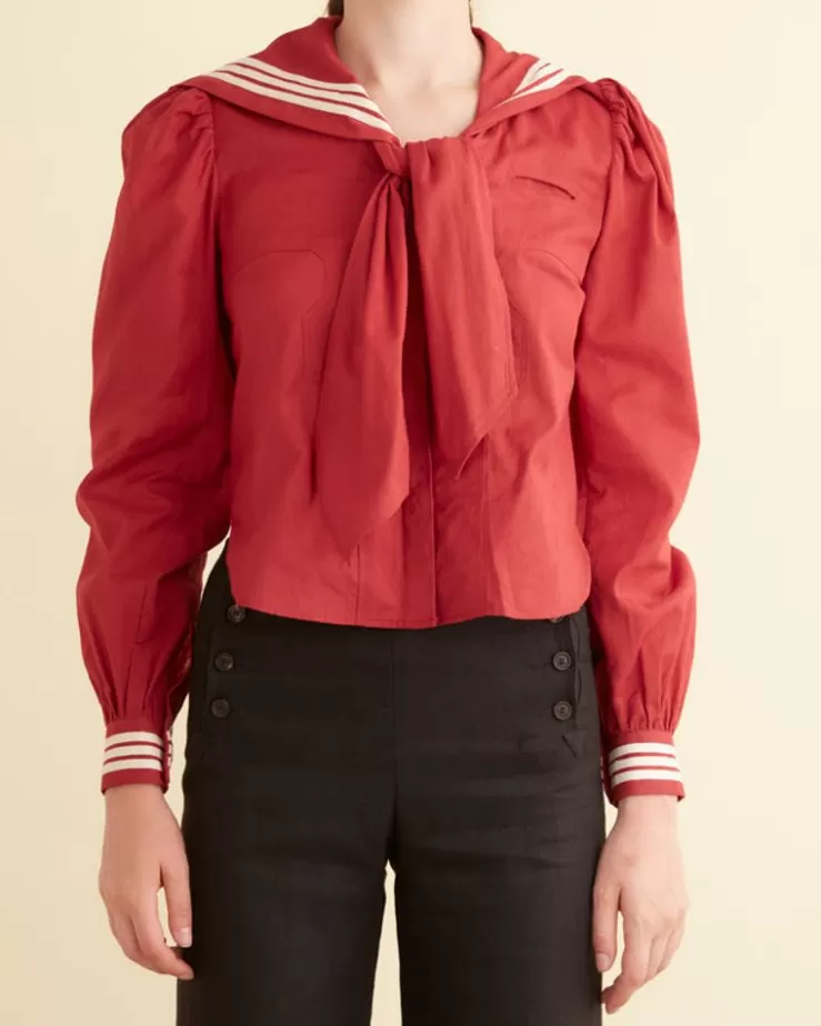 Sale BODE Seafarer Shirt Red/Cream