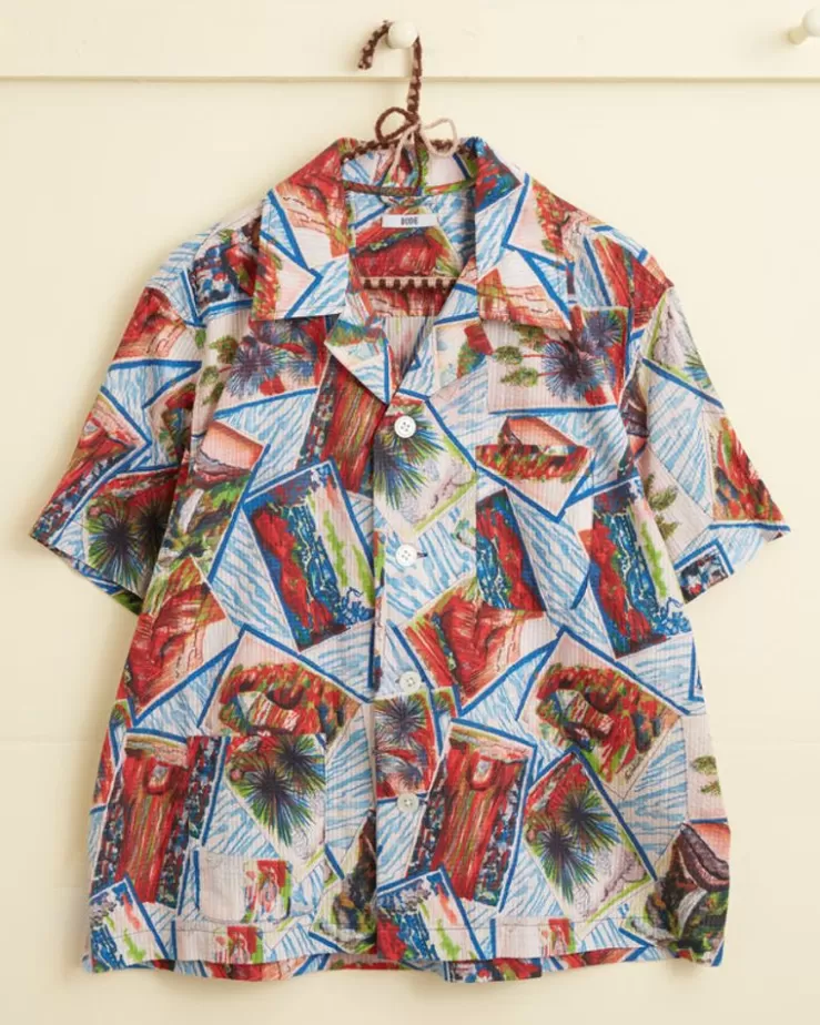 Best BODE Seersucker Postcard Short Sleeve Shirt