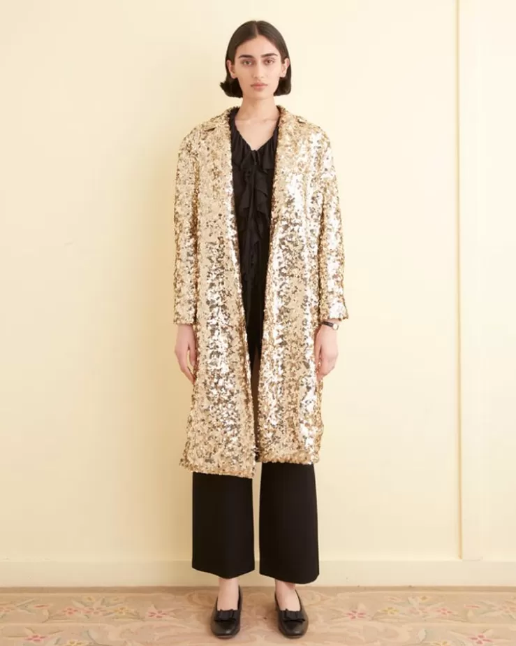 Best Sale BODE Sequin Worcester Coat Gold