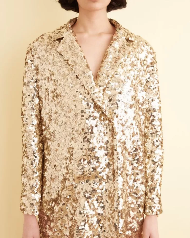 Best Sale BODE Sequin Worcester Coat Gold