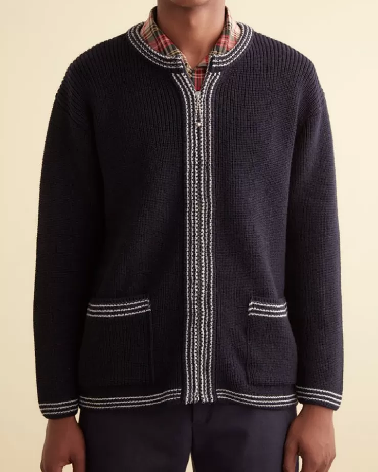 Outlet BODE Shaker Stitch Cardigan Navy