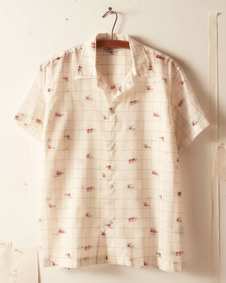 Hot BODE Sheer Camel Short Sleeve Shirt White