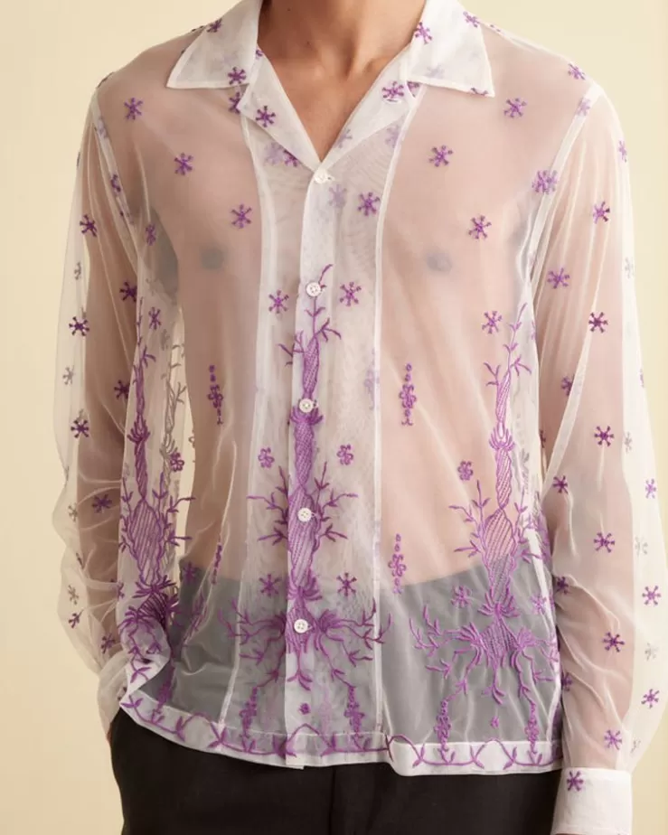 Flash Sale BODE Sheer Lavandula Long Sleeve Shirt White