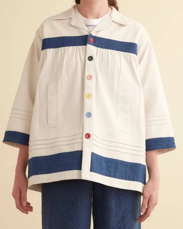 New BODE Sundry Stripe Jacket White/Blue